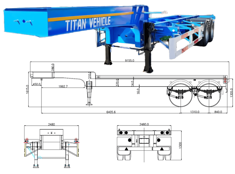 20 Ft Container Chassis for Sale- 2 Axle Gooseneck Chassis Price in Guam