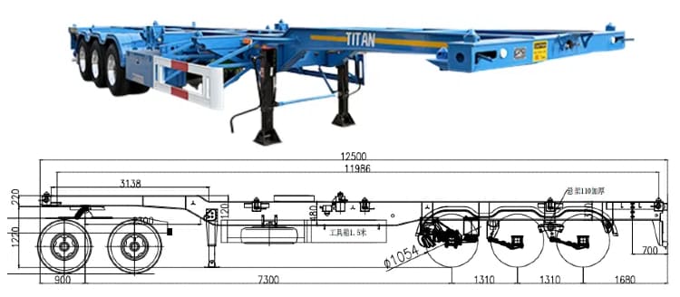 Tri Axle 40 Ft Container Chassis Trailer for Sale in Guam